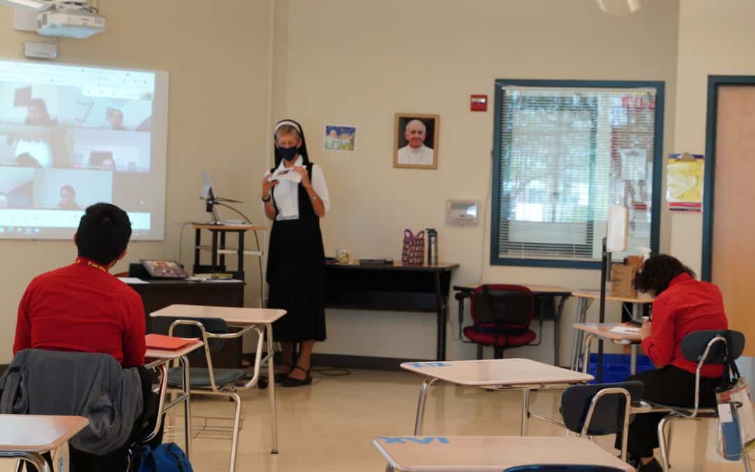 Franciscan Sister Teaches Hybrid-Mode at San Miguel High School